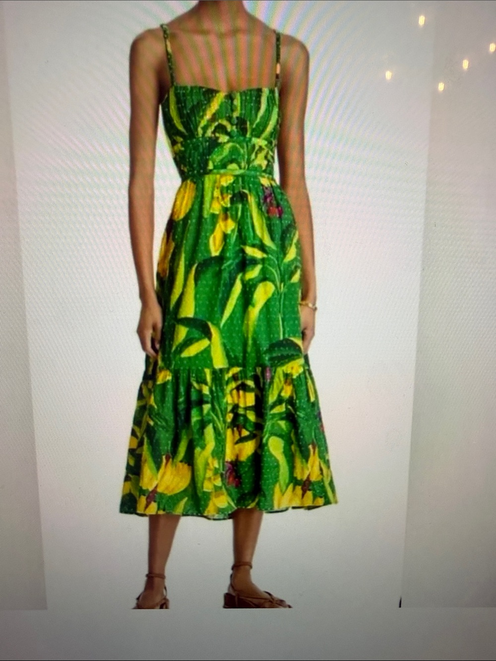 NWT FARM Rio Banana Aquarela midi dress